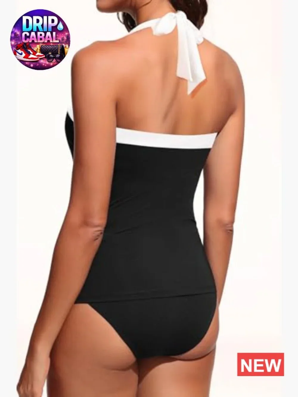 Women's Two Piece Tankini Swimsuit Tummy Control Halter Swimwear High Waisted